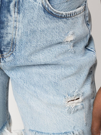 Liu •jo High-waisted Ripped Denim Shorts In Blue