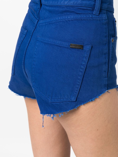 Shop Saint Laurent High-rise Fitted Shorts In Blue
