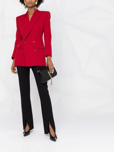 Shop Saint Laurent Double-breasted Tailored Blazer In Red