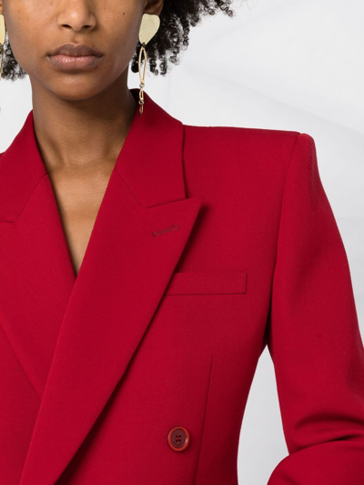 Shop Saint Laurent Double-breasted Tailored Blazer In Red
