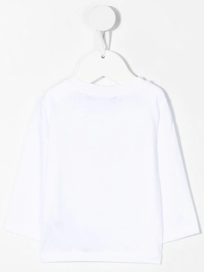 Shop Balmain Metallic-logo Long-sleeve T-shirt In Weiss
