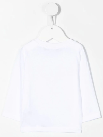 Balmain Metallic-logo Long-sleeve T-shirt In Weiss
