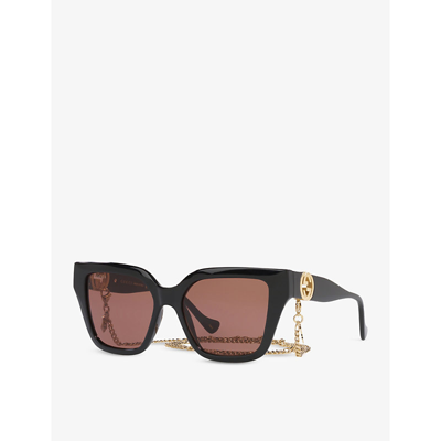 Shop Gucci Women's Black Gg1023s Square-framed Acetate Sunglasses