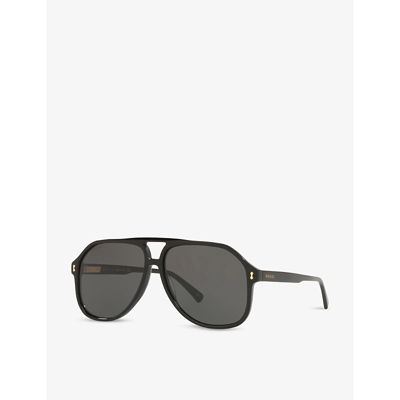 Shop Gucci Women's Black Gg1042s Acetate Aviator Sunglasses