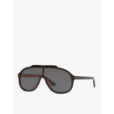 Shop Gucci Women's Black Gg1038s Pilot-frame Acetate Sunglasses