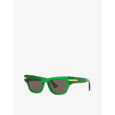 Shop Bottega Veneta Bv1122s Wayfarer Acetate Sunglasses In Green