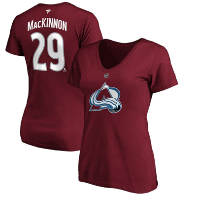 Shop Fanatics Branded Nathan Mackinnon Burgundy Colorado Avalanche Team Authentic Stack Name & Number V-n
