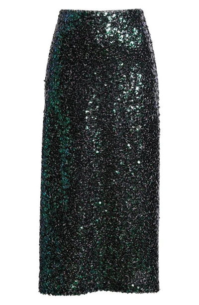 Shop Vince Sequin Skirt In Jade