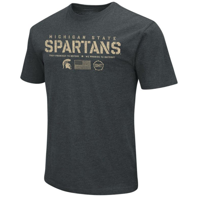 Shop Colosseum Heathered Black Michigan State Spartans Oht Flag 2-hit T-shirt In Heather Black