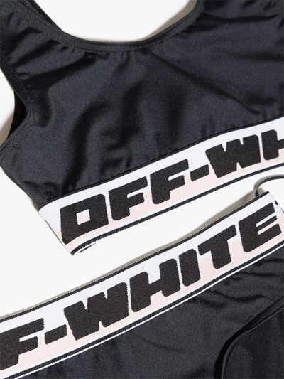 Shop Off-white Logo Tape One-shoulder Bikini In Black