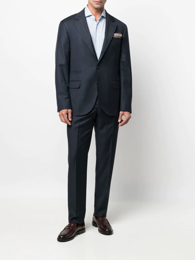 Shop Brunello Cucinelli Fitted Single-breasted Suit Jacket In Blue