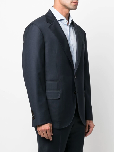 Shop Brunello Cucinelli Fitted Single-breasted Suit Jacket In Blue