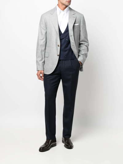 Shop Brunello Cucinelli Single-breasted Suit Jacket In Grey