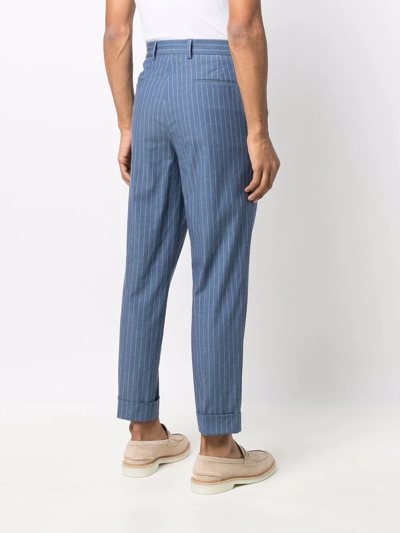 Brunello Cucinelli Pinstripe-pattern Straight Trousers In Blue