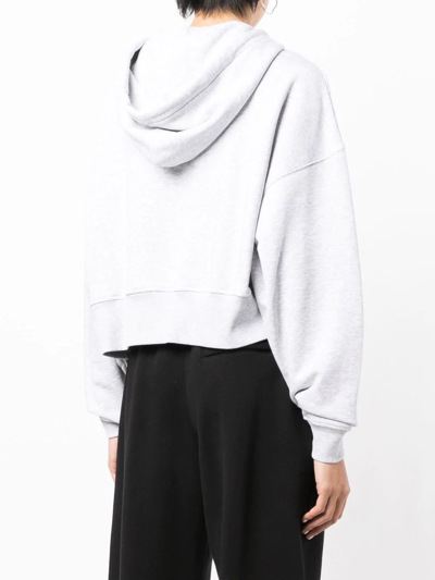Msgm Logo-print Zip-up Hoodie In 灰色