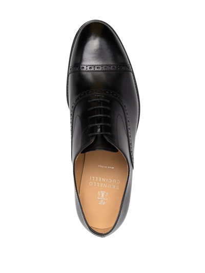 Shop Brunello Cucinelli Brogue Lace-up Leather Shoes In Black