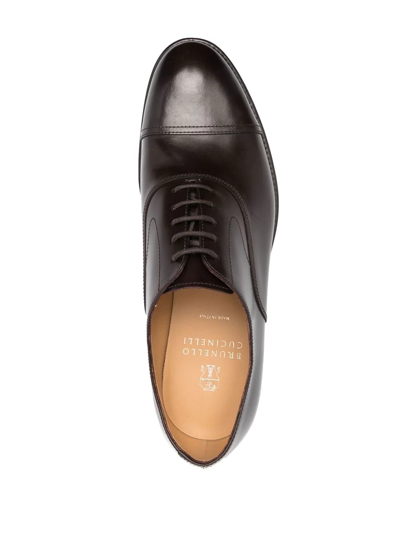 Brunello Cucinelli Lace-up Leather Oxford Shoes In Brown
