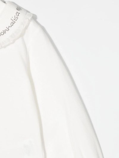 Shop Monnalisa Rhinestone-logo Cotton Body In White