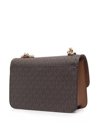 Michael Michael Kors Logo-print Front-flap Shoulder Bad In Brown