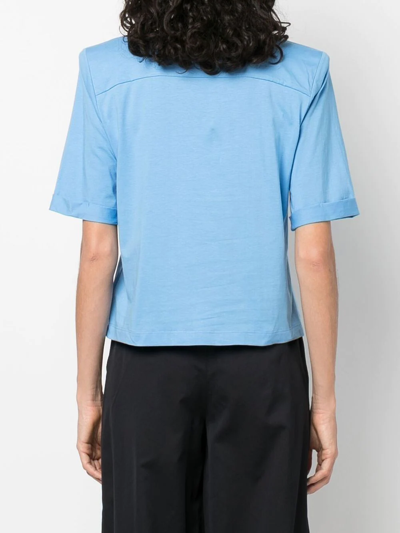 Shop Federica Tosi Structured Shoulder T-shirt In 蓝色