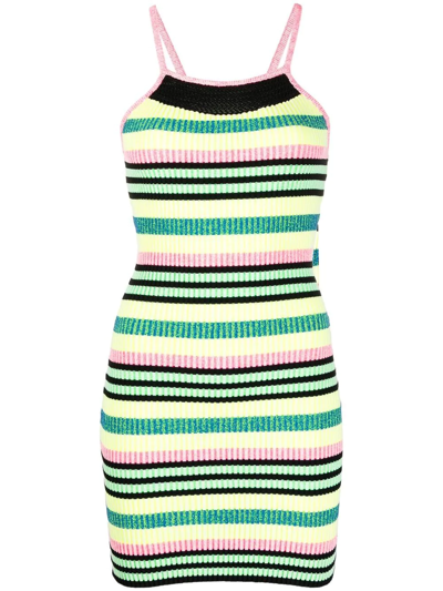 Shop Agr Striped-knit Mini Dress In Yellow