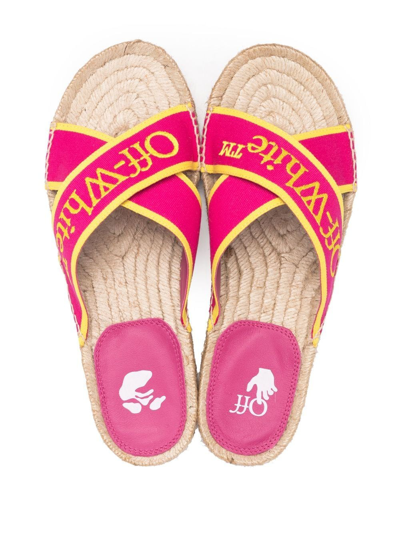 Shop Off-white Logo-strap Espadrille Sandals In Pink