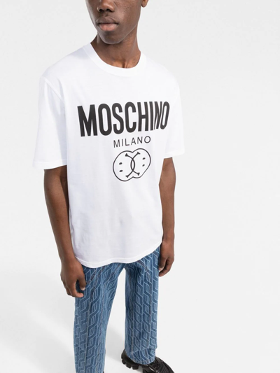 Shop Moschino Logo-print T-shirt In White