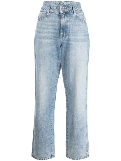 Shop Veronica Beard High-waisted Straight Jeans In Blue
