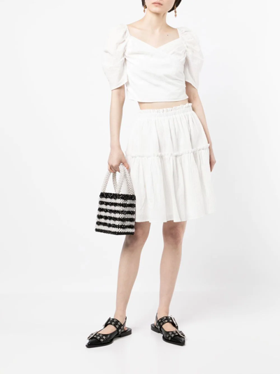 Shop B+ab Wrapped Milkmaid Top And Skirt Set In 白色