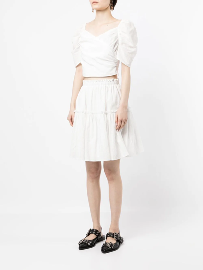 Shop B+ab Wrapped Milkmaid Top And Skirt Set In 白色