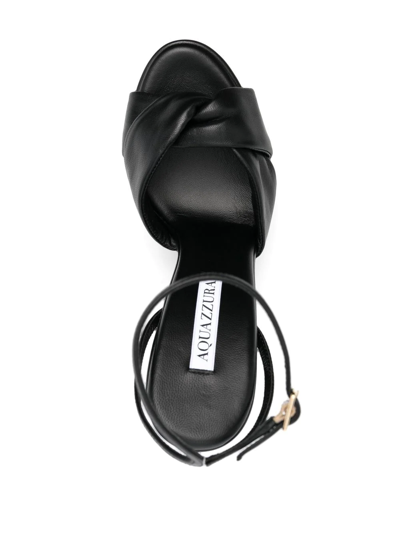 Shop Aquazzura Olie Leather Platform Sandals In Black