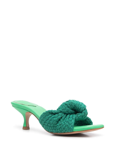 Shop Schutz Ruched Square-toe Sandals In Green