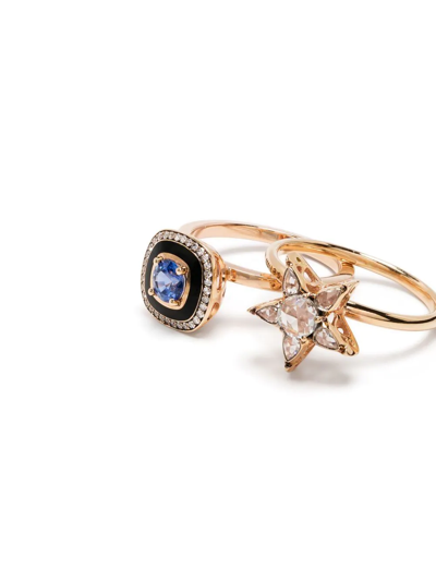 Selim Mouzannar 18kt Rose Gold Mina Diamond And Sapphire Ring Set In Pink