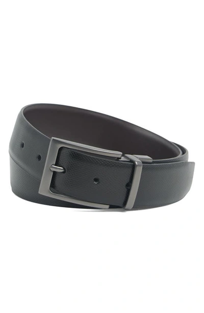 Shop Duchamp Textured Leather Belt In Black/ Brown-reversible
