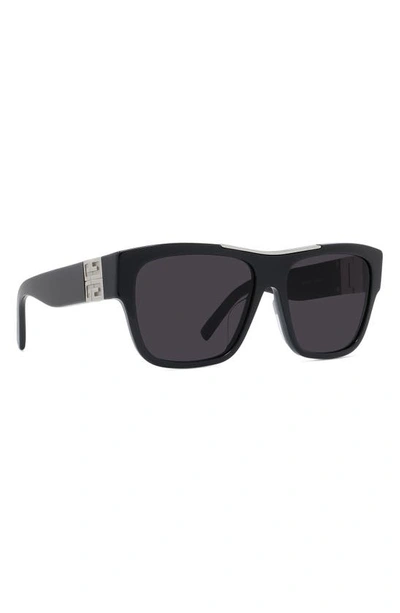 Shop Givenchy 58mm Square Sunglasses In Shiny Black / Smoke
