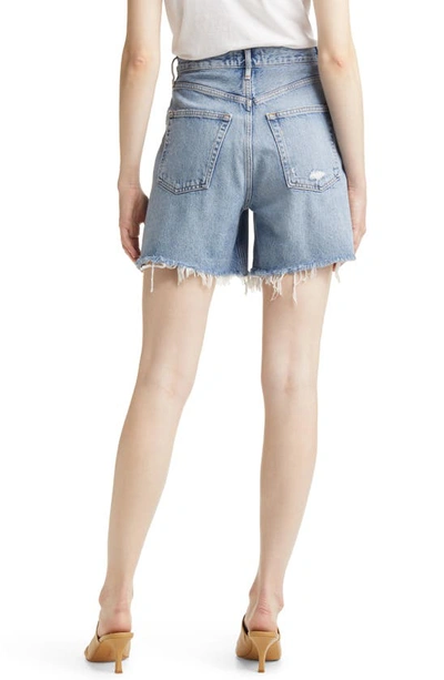 Shop Agolde Stella High Waist Organic Cotton Cutoff Denim Shorts In Deserted