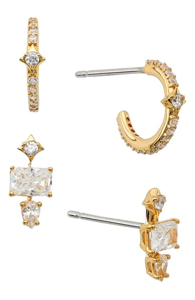 Shop Nadri Set Of 4 Cubic Zirconia Earrings In Gold