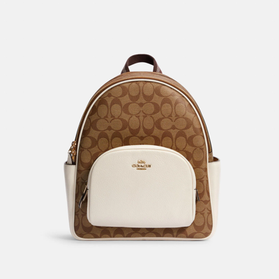 Shop Coach Outlet Court Backpack In Signature Canvas In Beige