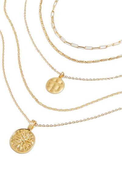 Shop Madewell Five-piece Solar Coin Chain Necklace Set In Vintage Gold