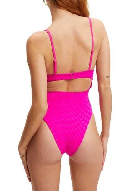 Shop Good American Show Off Jaquard One-piece Swimsuit In Hawiian Pink 001