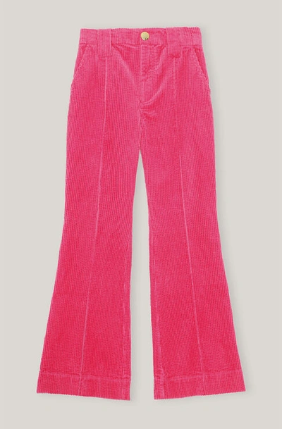 Shop Ganni Corduroy Bootcut High Waist Pants Carmine Rose Size 32