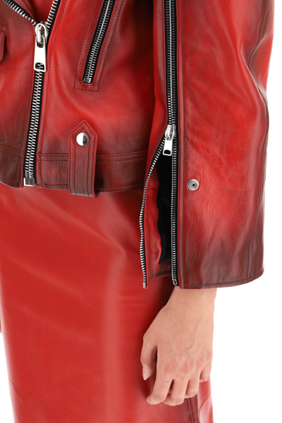 Shop Alexander Mcqueen Biker Jacket In Shaded Leather