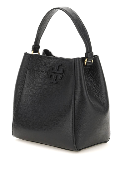 Shop Tory Burch Grained Leather Mcgraw Bucket Bag In Black