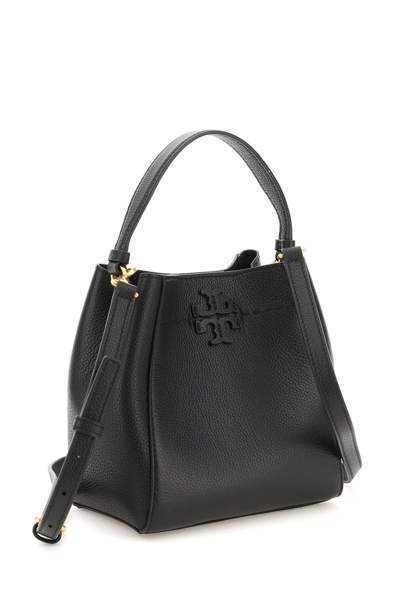 Shop Tory Burch Grained Leather Mcgraw Bucket Bag In Black