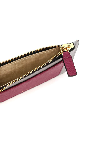 Shop Marni Tricolor Zippered Cardholder In Grey,purple,brown