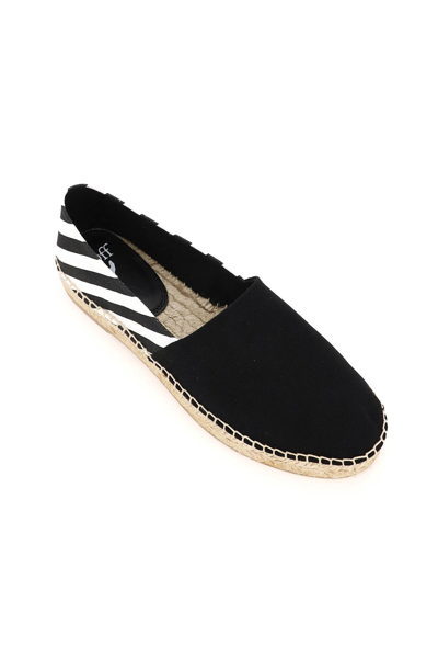 Shop Off-white Striped Espadrillas In Black,white