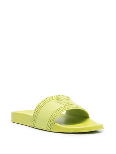 Shop Versace Men's Green Rubber Sandals