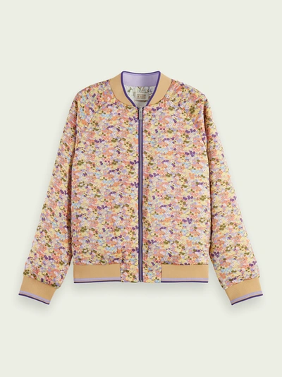 Printed reversible padded bomber jacket