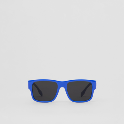 Shop Burberry Logo Detail Square Frame Sunglasses In Electric Blue