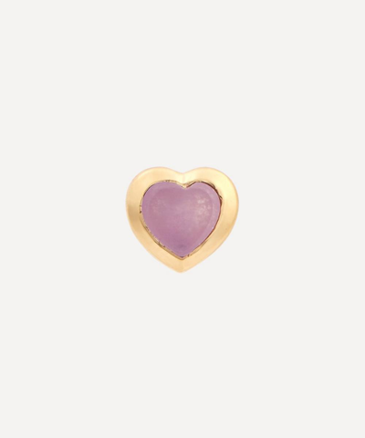 Shop Missoma 18ct Gold Plated Vermeil Silver Jelly Heart Purple Quartz Stud Earrings In Lilac